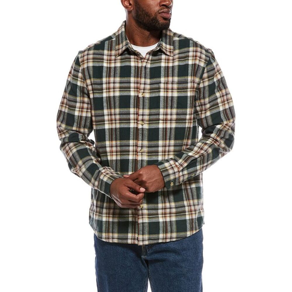 The Normal Brand Mens  Louis Heavyweight Flannel Overshirt, Green